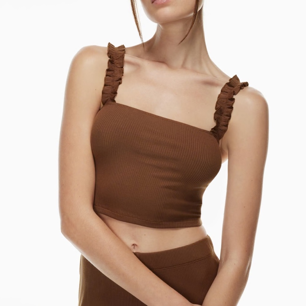 Aritzia Sunday Best Ruffled Strap Cropped Tank